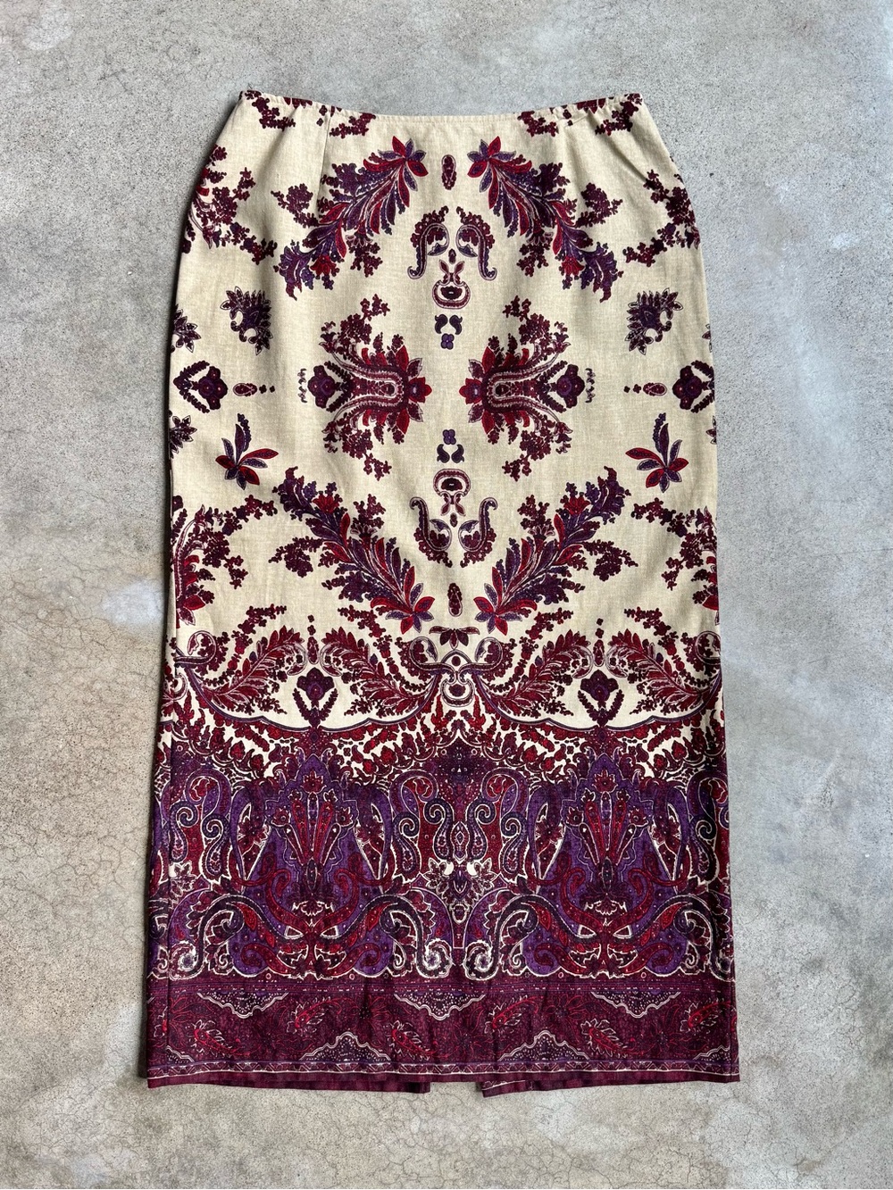 Vintage Norton McNaughton Paisley Linen Maxi Skirt